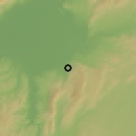 Shaded relief of the 55 km around H̨āram, drawn from the GMTED2010 grid