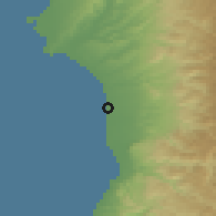 Shaded relief of the 55 km around Jablah, drawn from the GMTED2010 grid