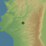 Shaded relief of the 55 km around al-H̨affah, drawn from the GMTED2010 grid