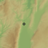 Shaded relief of the 55 km around Jisr-aš-Šuġūr, drawn from the GMTED2010 grid