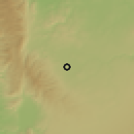 Shaded relief of the 55 km around Kafr Lāhā, drawn from the GMTED2010 grid