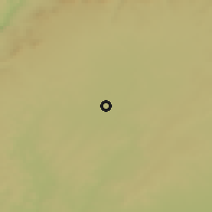 Shaded relief of the 54 km around Mar'a, drawn from the GMTED2010 grid