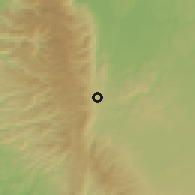 Shaded relief of the 55 km around Maşyāf, drawn from the GMTED2010 grid