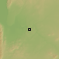 Shaded relief of the 55 km around Muh̨radah, drawn from the GMTED2010 grid