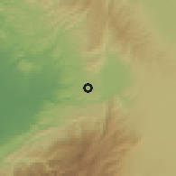 Shaded relief of the 55 km around Talkalaẖ, drawn from the GMTED2010 grid