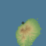 Shaded relief of the 60 km around Neves, drawn from the GMTED2010 grid