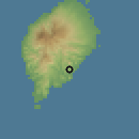 Shaded relief of the 60 km around São José dos Angolares, drawn from the GMTED2010 grid