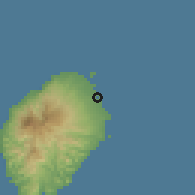 Shaded relief of the 60 km around São Tomé, drawn from the GMTED2010 grid