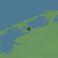 Shaded relief of the 49 km around Oudenburg, drawn from the GMTED2010 grid