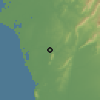 Shaded relief of the 58 km around Ālián, drawn from the GMTED2010 grid