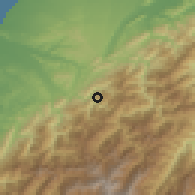 Shaded relief of the 58 km around Jiānshí, drawn from the GMTED2010 grid