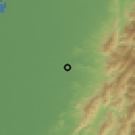Shaded relief of the 58 km around Jiāyì, drawn from the GMTED2010 grid