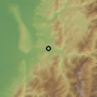 Shaded relief of the 58 km around Jíjí, drawn from the GMTED2010 grid