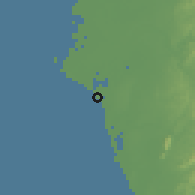 Shaded relief of the 58 km around Jŭguāng, drawn from the GMTED2010 grid
