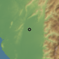 Shaded relief of the 58 km around Lĭgăng, drawn from the GMTED2010 grid