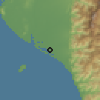 Shaded relief of the 58 km around Línbiān, drawn from the GMTED2010 grid