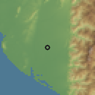 Shaded relief of the 58 km around Línluò, drawn from the GMTED2010 grid