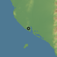 Shaded relief of the 58 km around Línyuán, drawn from the GMTED2010 grid