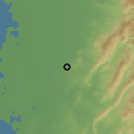 Shaded relief of the 58 km around Liùjiă, drawn from the GMTED2010 grid