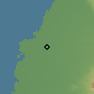 Shaded relief of the 58 km around Lúnbèi, drawn from the GMTED2010 grid