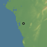 Shaded relief of the 58 km around Lúzhú, drawn from the GMTED2010 grid