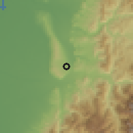 Shaded relief of the 58 km around Míngjiān, drawn from the GMTED2010 grid