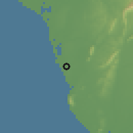 Shaded relief of the 58 km around Mítuó, drawn from the GMTED2010 grid