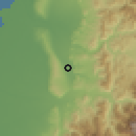 Shaded relief of the 58 km around Nántóu, drawn from the GMTED2010 grid
