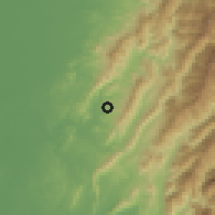 Shaded relief of the 58 km around Nánxī, drawn from the GMTED2010 grid