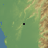 Shaded relief of the 58 km around Nánzhōu, drawn from the GMTED2010 grid