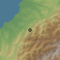 Shaded relief of the 58 km around Nánzhuāng, drawn from the GMTED2010 grid