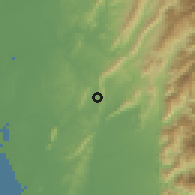 Shaded relief of the 58 km around Nèimén, drawn from the GMTED2010 grid