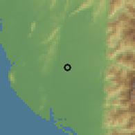 Shaded relief of the 58 km around Píngdōng, drawn from the GMTED2010 grid
