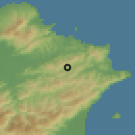 Shaded relief of the 58 km around Píngxī, drawn from the GMTED2010 grid