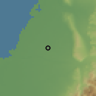 Shaded relief of the 58 km around Pítóu, drawn from the GMTED2010 grid