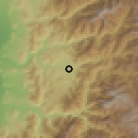 Shaded relief of the 58 km around Pŭlĭ, drawn from the GMTED2010 grid