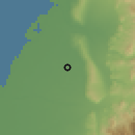 Shaded relief of the 58 km around Pŭxīn, drawn from the GMTED2010 grid