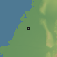 Shaded relief of the 58 km around Pŭyán, drawn from the GMTED2010 grid