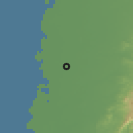 Shaded relief of the 58 km around Pŭzĭ, drawn from the GMTED2010 grid