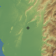 Shaded relief of the 58 km around Qíshān, drawn from the GMTED2010 grid