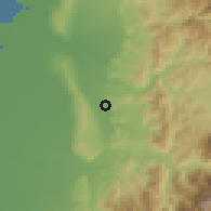 Shaded relief of the 58 km around Rén'ài, drawn from the GMTED2010 grid