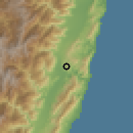 Shaded relief of the 58 km around Ruìsuì, drawn from the GMTED2010 grid