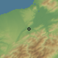 Shaded relief of the 58 km around Sānxiá, drawn from the GMTED2010 grid