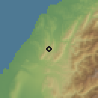 Shaded relief of the 58 km around Sānyì, drawn from the GMTED2010 grid