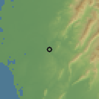 Shaded relief of the 58 km around Shānshàng, drawn from the GMTED2010 grid