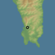 Shaded relief of the 58 km around Chēchéng, drawn from the GMTED2010 grid