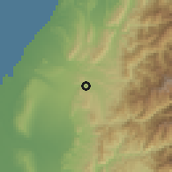 Shaded relief of the 58 km around Shígāng, drawn from the GMTED2010 grid