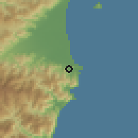 Shaded relief of the 58 km around Sū'ào, drawn from the GMTED2010 grid