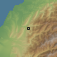 Shaded relief of the 58 km around Tài'ān, drawn from the GMTED2010 grid