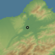 Shaded relief of the 58 km around Táiběi, drawn from the GMTED2010 grid